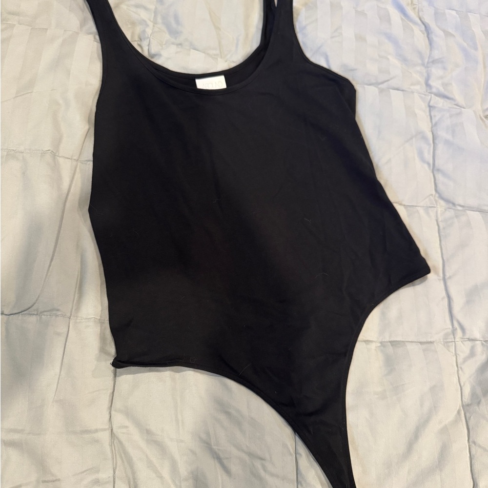 Abound Black Scoop Neck Thong Bodysuit
